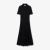 Robe à col polo en maille côtelée duveteuse pour femme