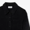 Robe à col polo en maille côtelée duveteuse pour femme