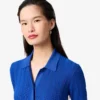 Robe à col polo en maille côtelée pour femme