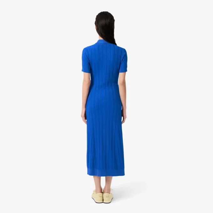 Robe à col polo en maille côtelée pour femme