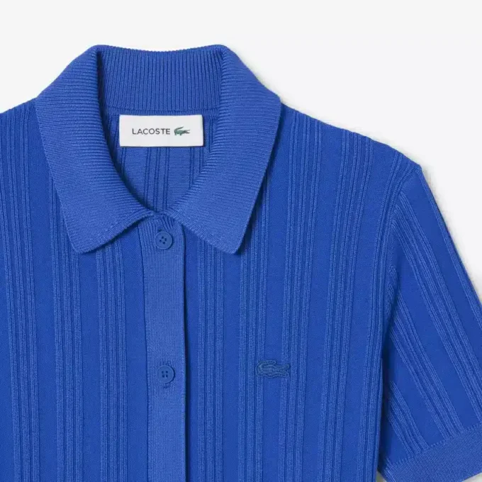 Robe à col polo en maille côtelée pour femme