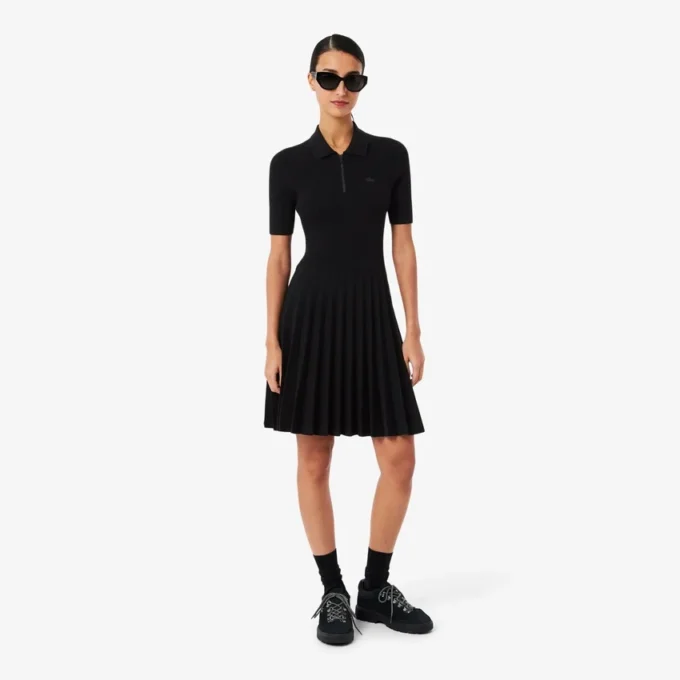 Robe à col polo plissé pour femme