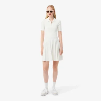 Robe à col polo plissé pour femme