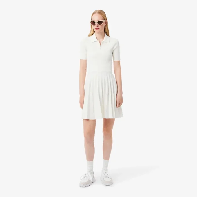 Robe à col polo plissé pour femme