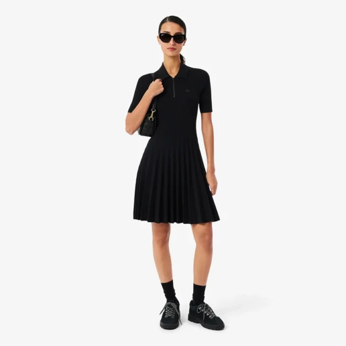 Robe à col polo plissé pour femme