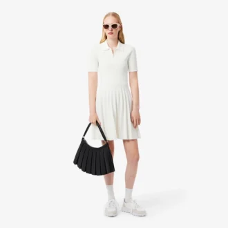 Robe à col polo plissé pour femme