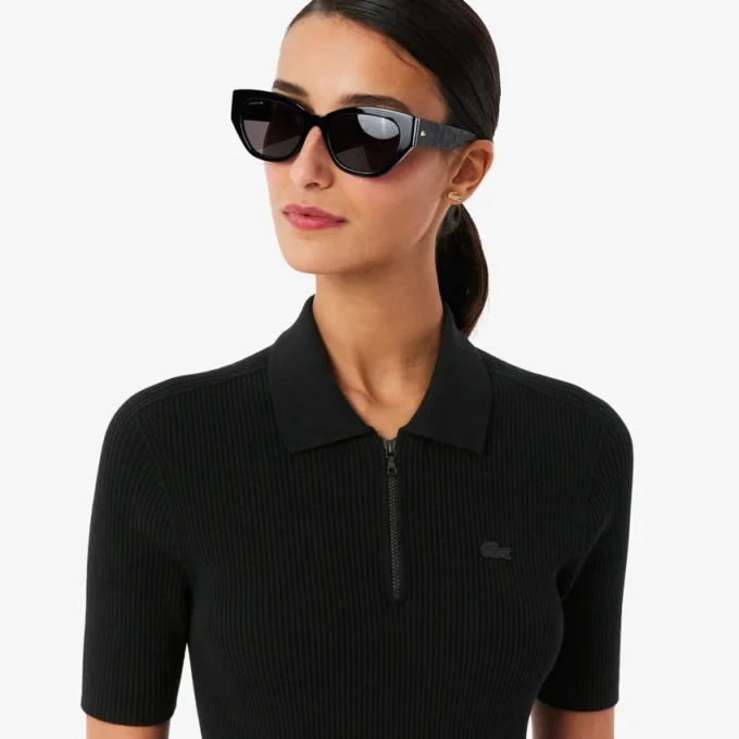 Robe à col polo plissé pour femme