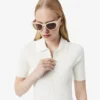 Robe à col polo plissé pour femme