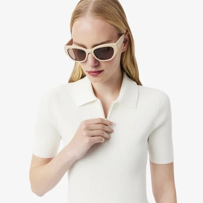 Robe à col polo plissé pour femme