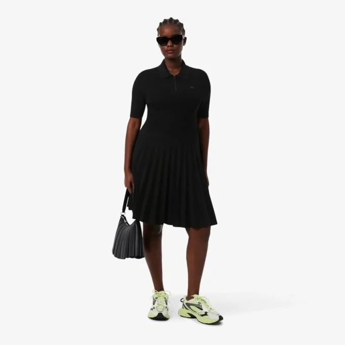 Robe à col polo plissé pour femme
