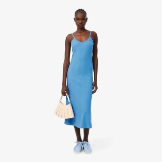 Robe longue à bretelles en coton côtelé