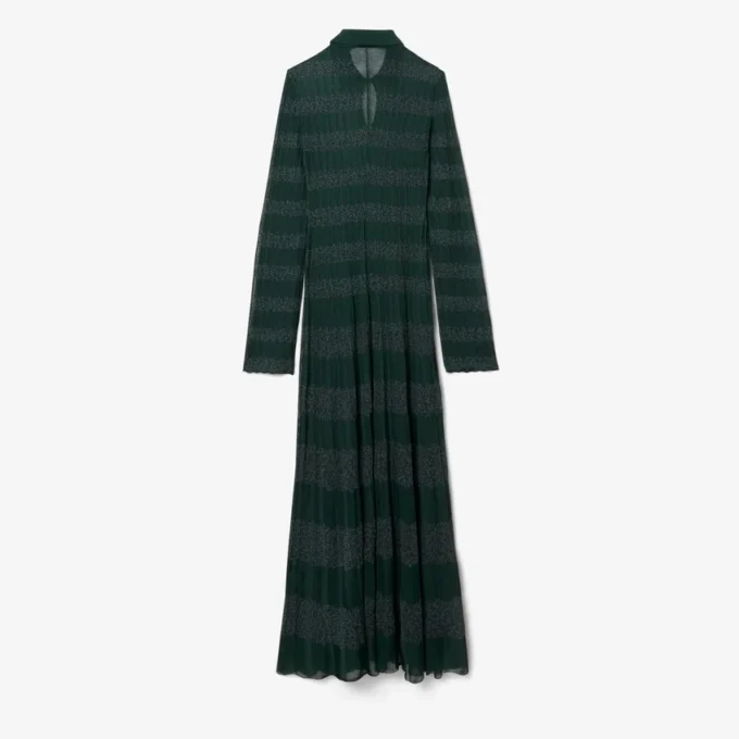 Robe longue à col polo et motif pointelle Robe longue à col polo et motif pointelle