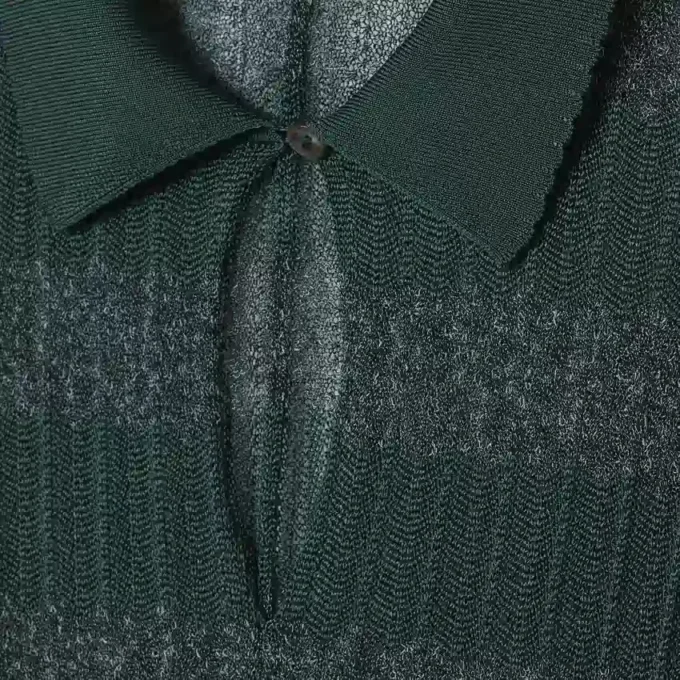 Robe longue à col polo et motif pointelle Robe longue à col polo et motif pointelle