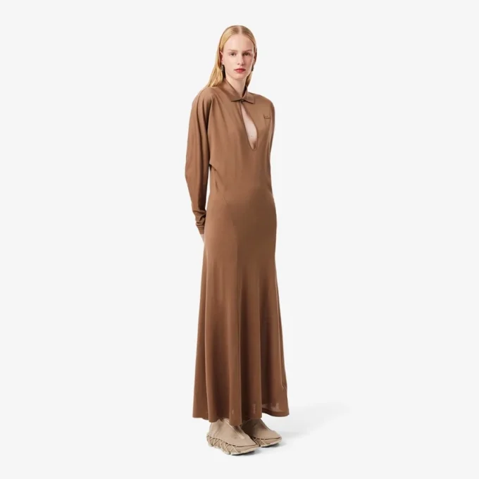 Robe longue en soie à col polo Runway Robe longue en soie à col polo Runway