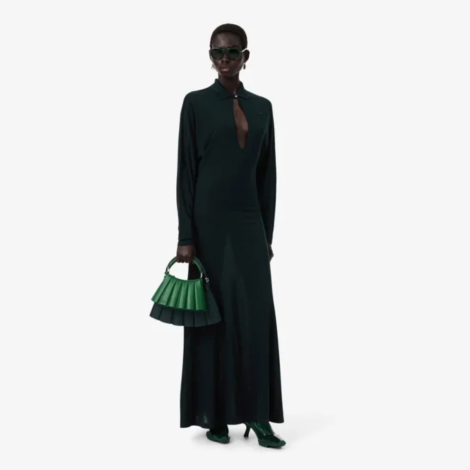 Robe longue en soie à col polo Runway Robe longue en soie à col polo Runway