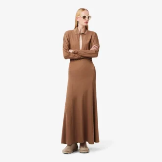 Robe longue en soie à col polo Runway