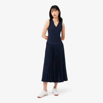 Robe longue plissée sans manches