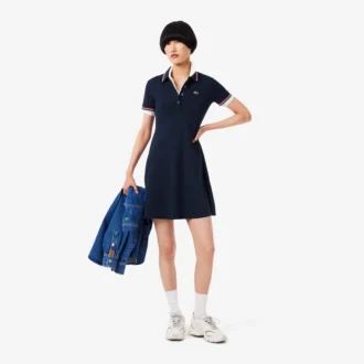 Robe patineuse à col polo stretch pour femme