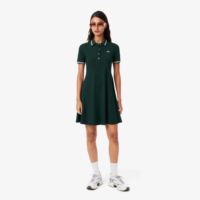 Robe patineuse à col polo stretch pour femme Robe patineuse à col polo stretch pour femme