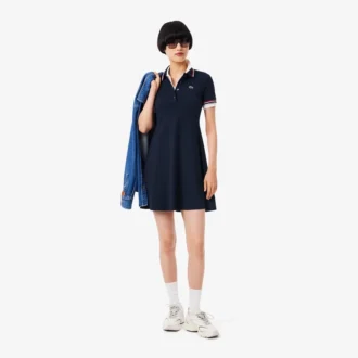 Robe patineuse à col polo stretch pour femme