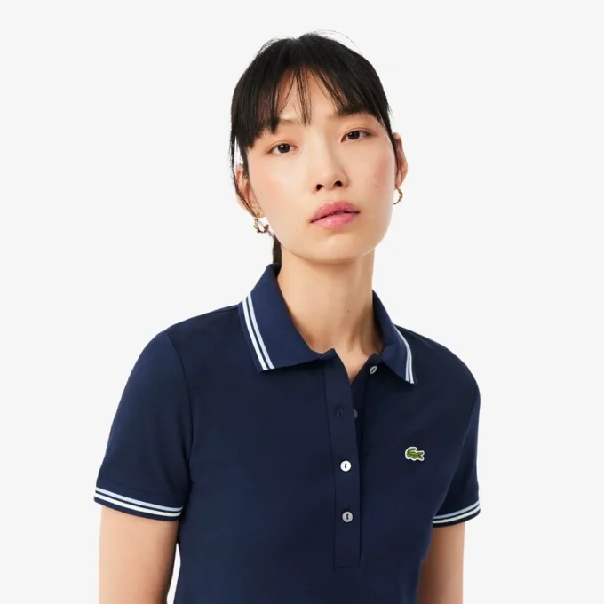 Robe patineuse à col polo stretch pour femme Robe patineuse à col polo stretch pour femme