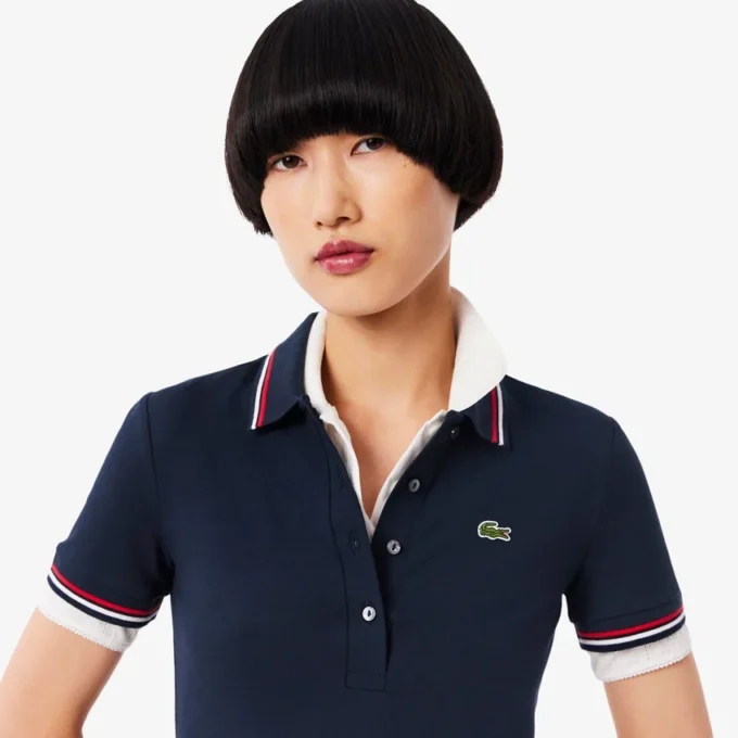 Robe patineuse à col polo stretch pour femme Robe patineuse à col polo stretch pour femme