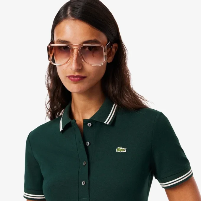 Robe patineuse à col polo stretch pour femme Robe patineuse à col polo stretch pour femme