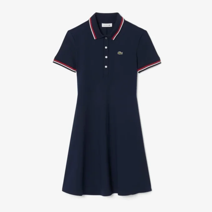 Robe patineuse à col polo stretch pour femme Robe patineuse à col polo stretch pour femme