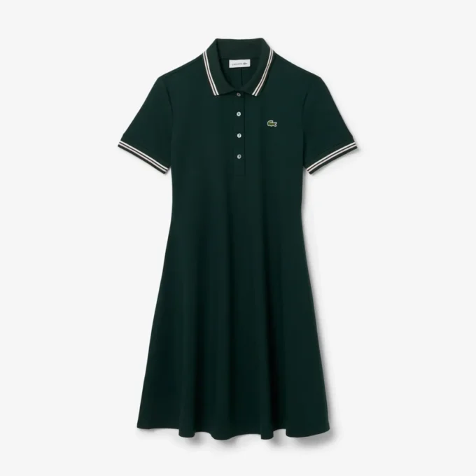 Robe patineuse à col polo stretch pour femme Robe patineuse à col polo stretch pour femme