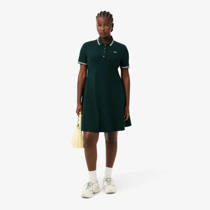 Robe patineuse à col polo stretch pour femme Robe patineuse à col polo stretch pour femme