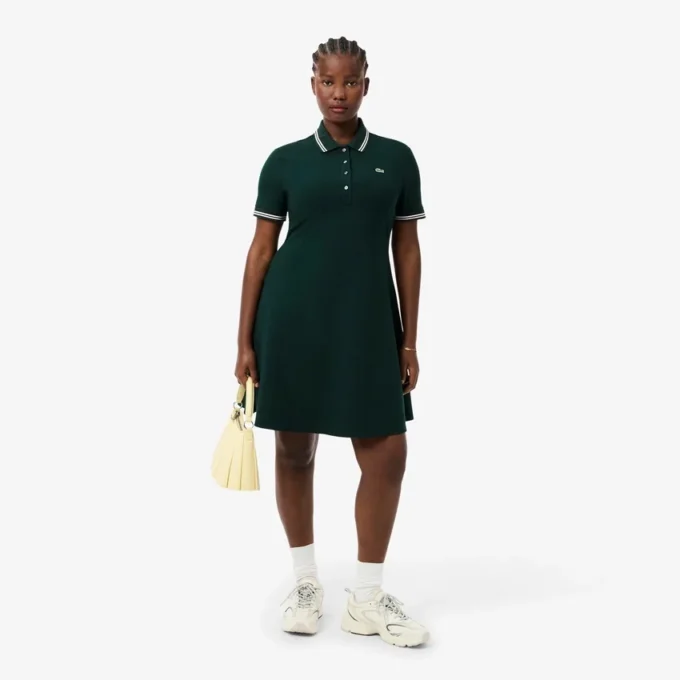 Robe patineuse à col polo stretch pour femme Robe patineuse à col polo stretch pour femme