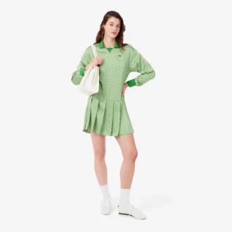 Robe polo en satin plissé