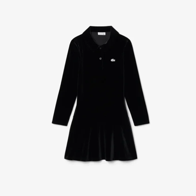 Robe polo en velours stretch brillant pour fille