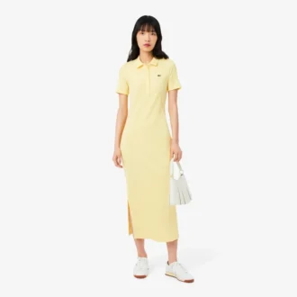 Robe polo longue en coton côtelé pour femme