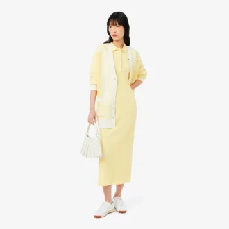 Robe polo longue en coton côtelé pour femme