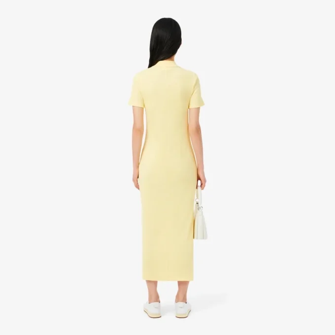 Robe polo longue en coton côtelé pour femme Robe polo longue en coton côtelé pour femme