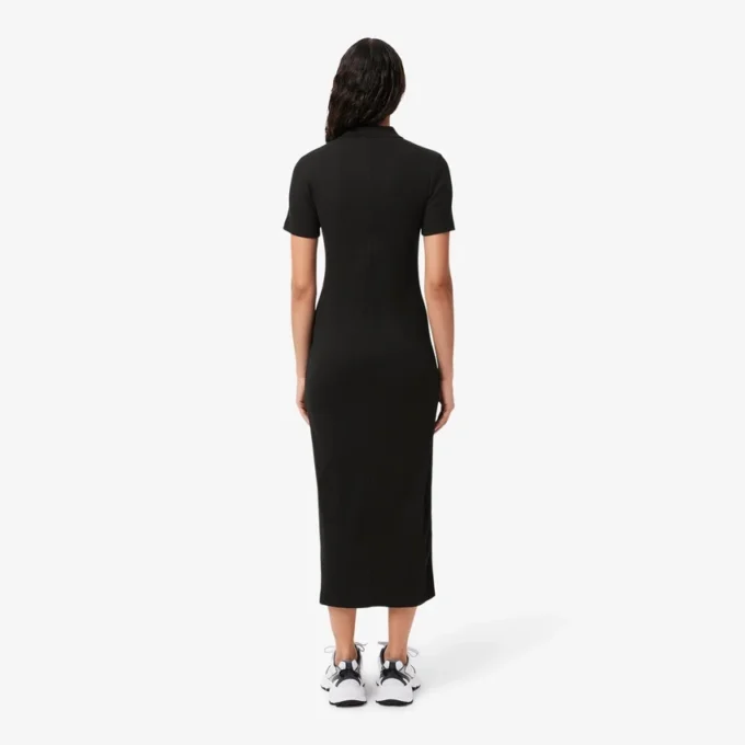 Robe polo longue en coton côtelé pour femme Robe polo longue en coton côtelé pour femme