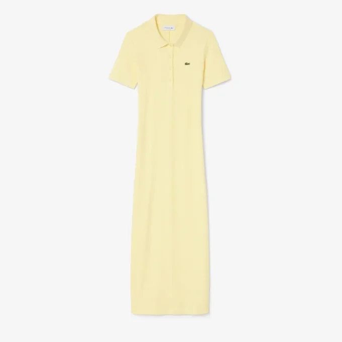 Robe polo longue en coton côtelé pour femme Robe polo longue en coton côtelé pour femme
