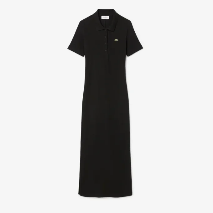 Robe polo longue en coton côtelé pour femme Robe polo longue en coton côtelé pour femme