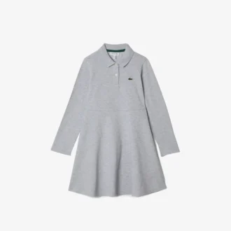 Robe polo à manches longues en piqué stretch pour enfant