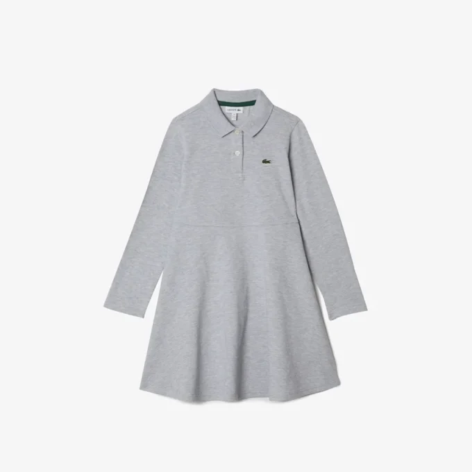 Robe polo à manches longues en piqué stretch pour enfant Robe polo à manches longues en piqué stretch pour enfant
