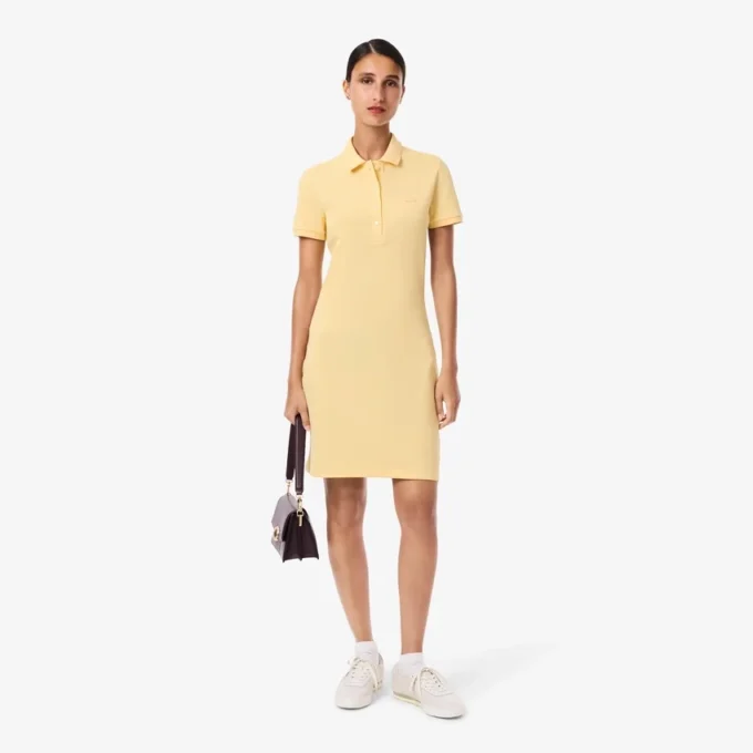 Robe polo mini en piqué stretch slim fit pour femme Robe polo mini en piqué stretch slim fit pour femme