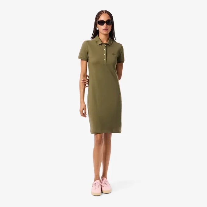 Robe polo mini en piqué stretch slim fit pour femme Robe polo mini en piqué stretch slim fit pour femme