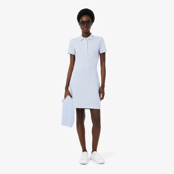 Robe polo mini en piqué stretch slim fit pour femme Robe polo mini en piqué stretch slim fit pour femme
