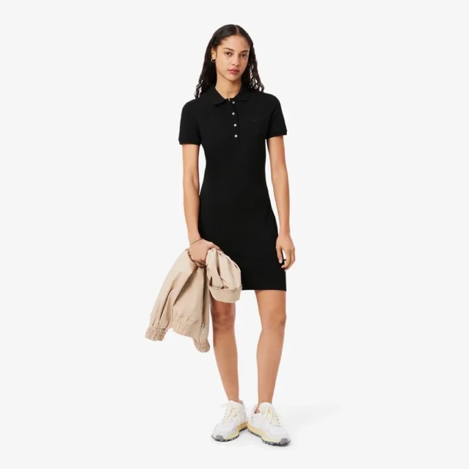Robe polo mini en piqué stretch slim fit pour femme Robe polo mini en piqué stretch slim fit pour femme