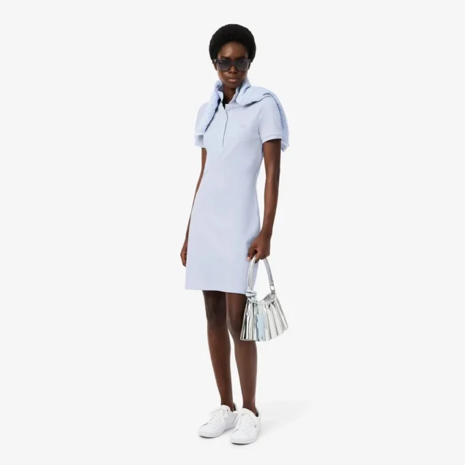 Robe polo mini en piqué stretch slim fit pour femme Robe polo mini en piqué stretch slim fit pour femme