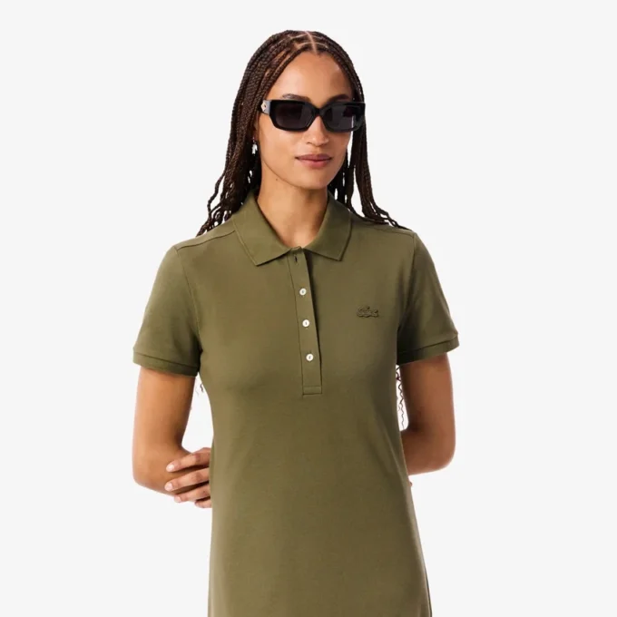 Robe polo mini en piqué stretch slim fit pour femme Robe polo mini en piqué stretch slim fit pour femme
