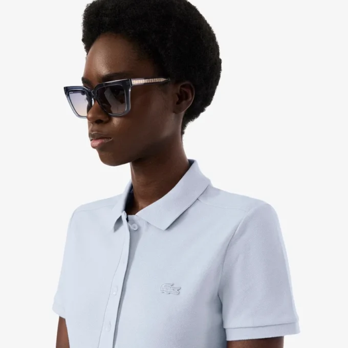 Robe polo mini en piqué stretch slim fit pour femme Robe polo mini en piqué stretch slim fit pour femme