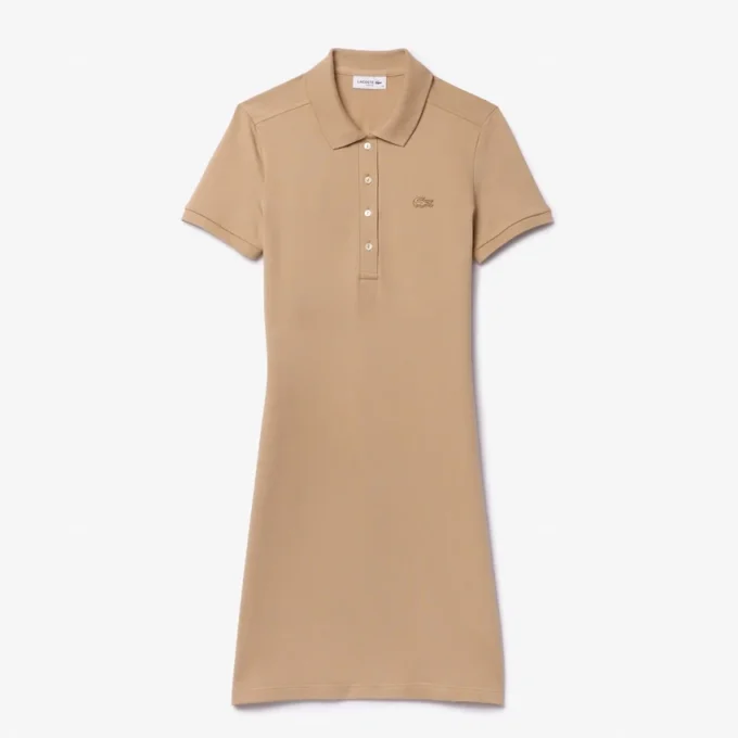 Robe polo mini en piqué stretch slim fit pour femme Robe polo mini en piqué stretch slim fit pour femme