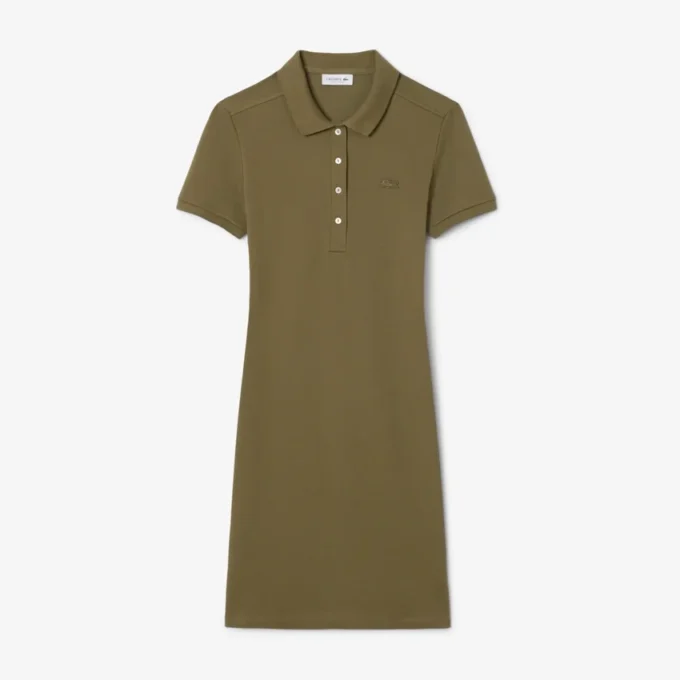 Robe polo mini en piqué stretch slim fit pour femme Robe polo mini en piqué stretch slim fit pour femme